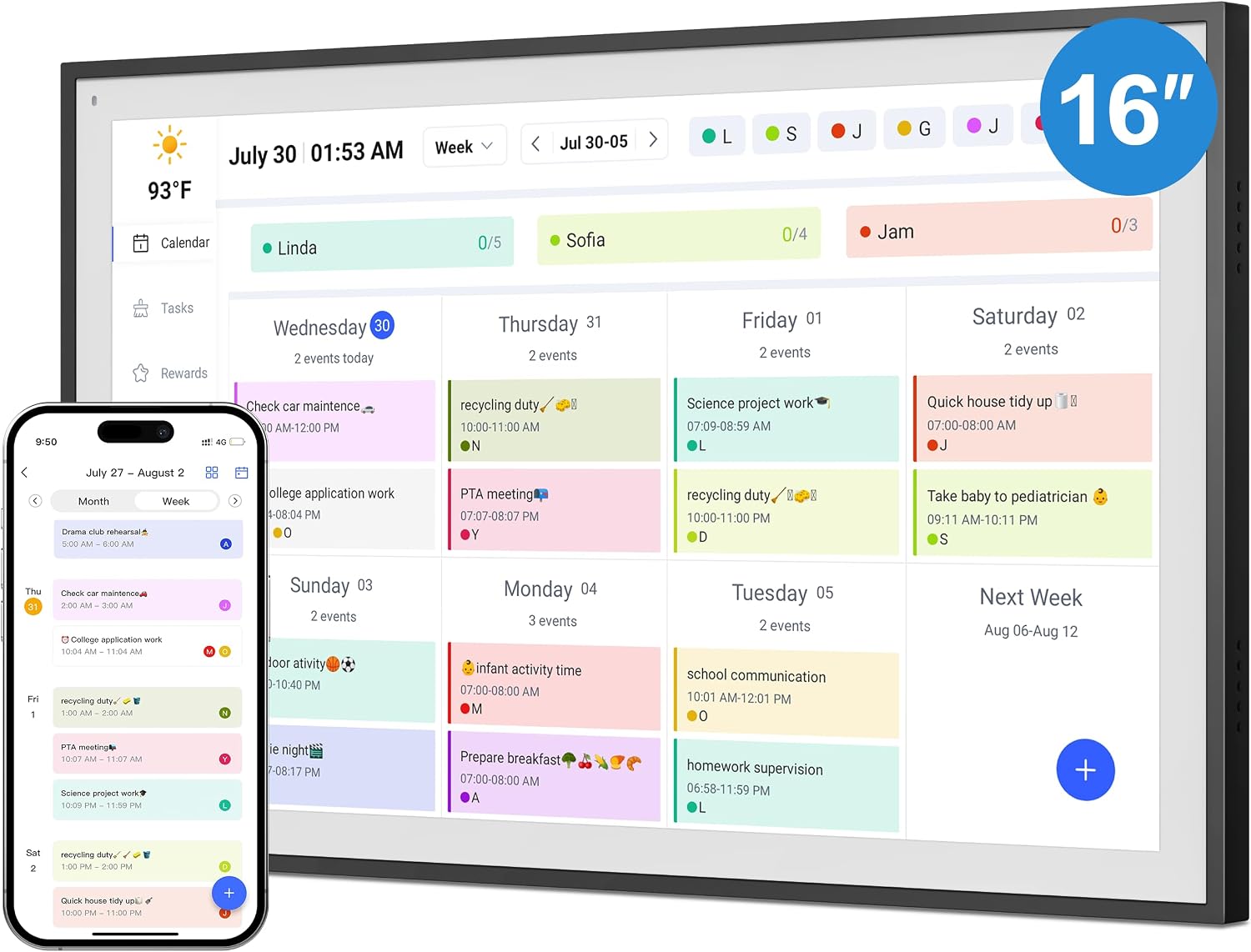 YPI™ 10.1-Inch Smart Digital Calendar